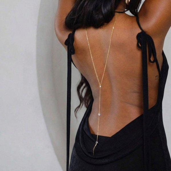 Simple Multilayer Rhinestone Back Chain Necklaces for Women Sexy Metal Shiny Crystal Bikini Waist Chain Body Chain Jewelry Gifts