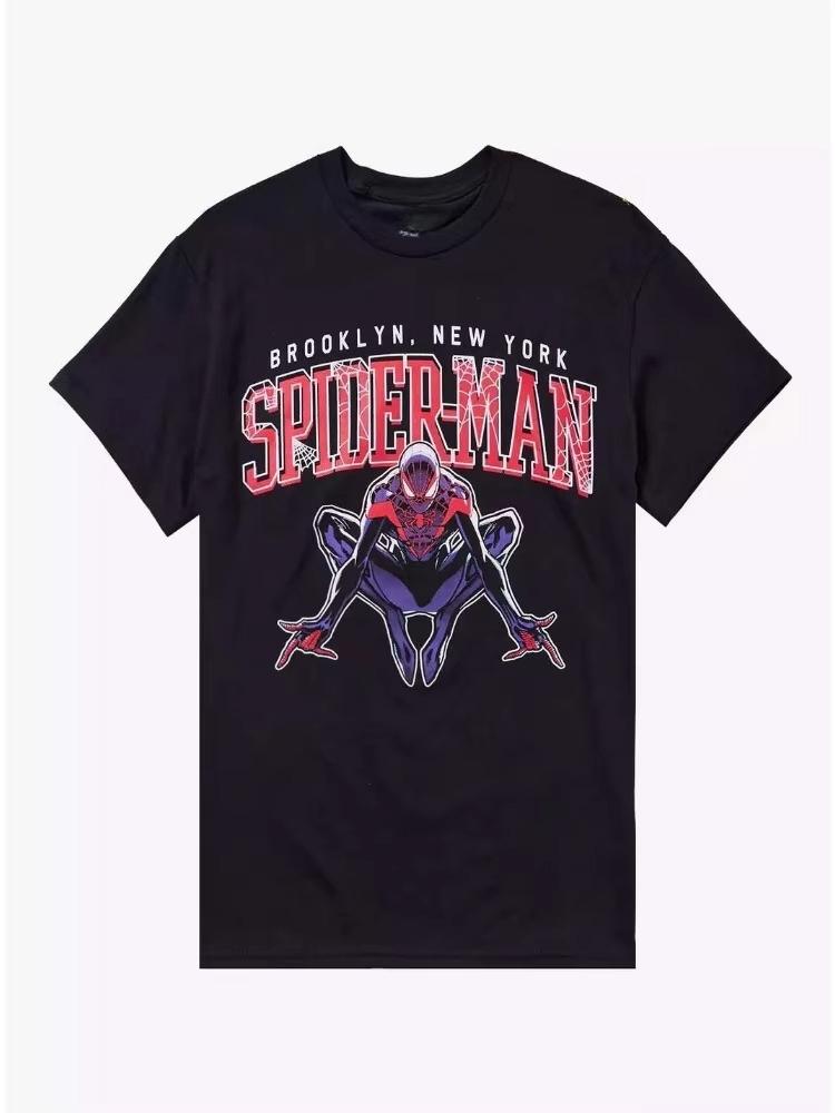 

Marvel 2026 Stylish Marvel SpiderMan Miles Brooklyn Comic Graphic Short Sleeve Plus Size Casual TShirts for Men 2XL