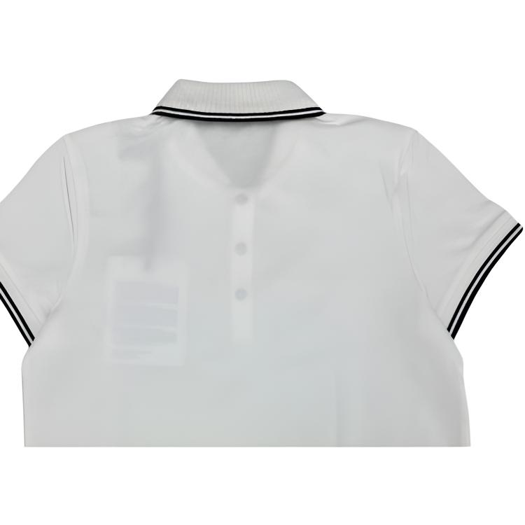 Moncler Logo Button Detail Color Block Short Sleeve Polo Shirt Women tops White 20938351600V8042034