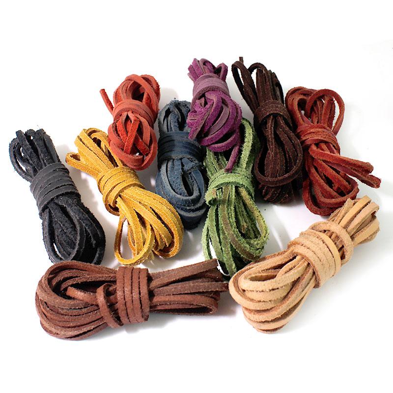 2M Genuine Cow Leather Cord Rope 3x2mm Flat Leather Strap String for DIY Bracelet Necklace Pendant Jewelry Making Accessories