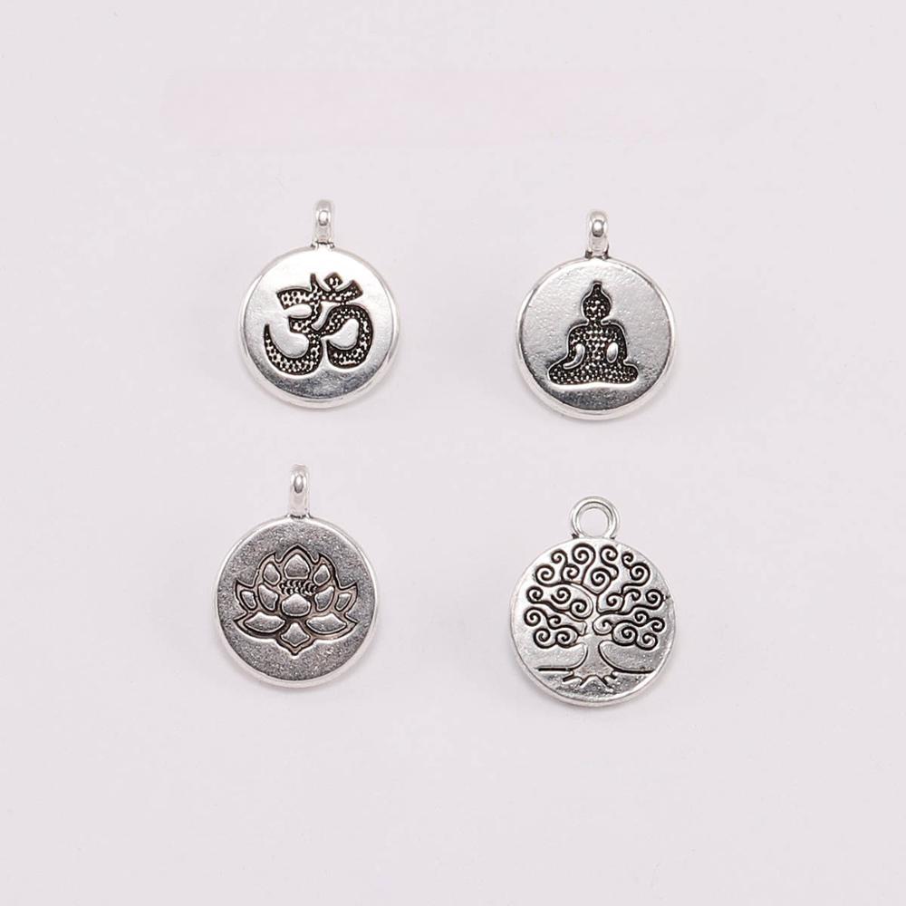 10pcs/lot Antique Chakra Charm Yoga OM Buddha Lotus Charm Pendants For Diy Jewelry Making Findings Bracelet Accessorie
