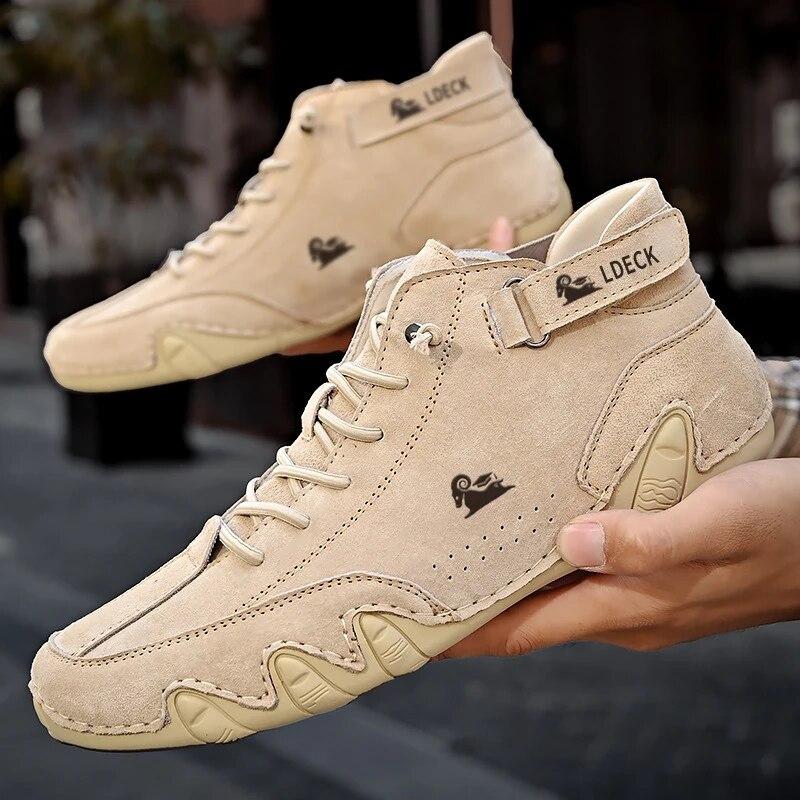 

Мужская повседневная обувь, кожаные кроссовки, роскошные новые модные лоферы 2023 года, водонепроницаемые мужские мотоциклетные ботинки на шнуровке, мужская обувь