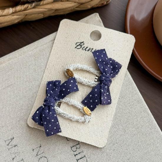 Autumn New Style Fabric Polka Dot Color Bow Bb Clip Simple and Versatile Children Do Not Hurt Their Hair Side Bye Bye Clip