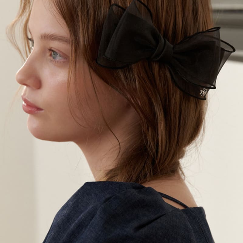 

TATIANA Chiffon Double Ribbon Hair Pin HB2252 BLACK