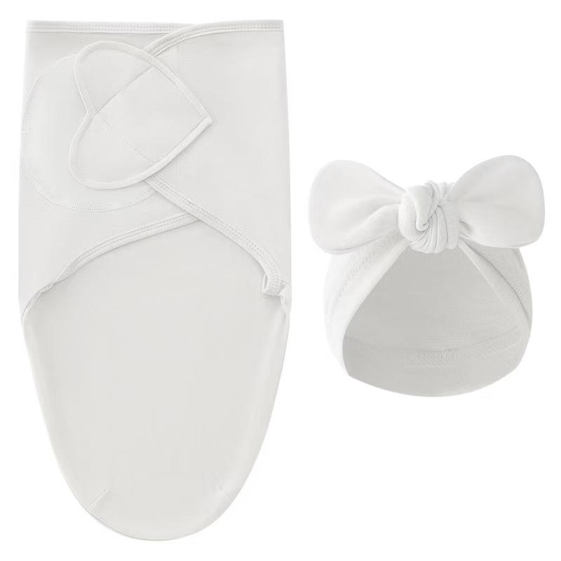 Newborn Swaddle Set: Silk Sleep Bag & Heart Blanket with Indian Hat