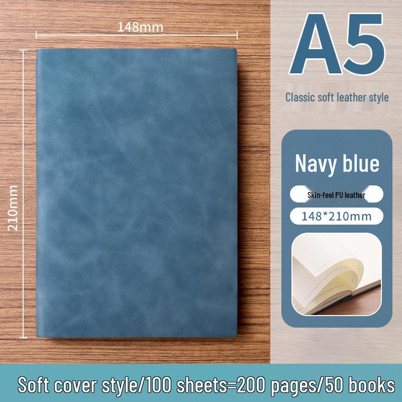 A5 Soft Leather Suede Notebook with Custom Logo - Simple B5 Business Meeting Journal, Large Thick Diary