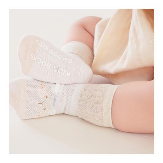 [HAYAHARU] Baby socks, 6-pair set, baby socks, spring/summer, girls, boys, children's socks, cotton, cute, anti-slip, antibacterial, easy to wear,