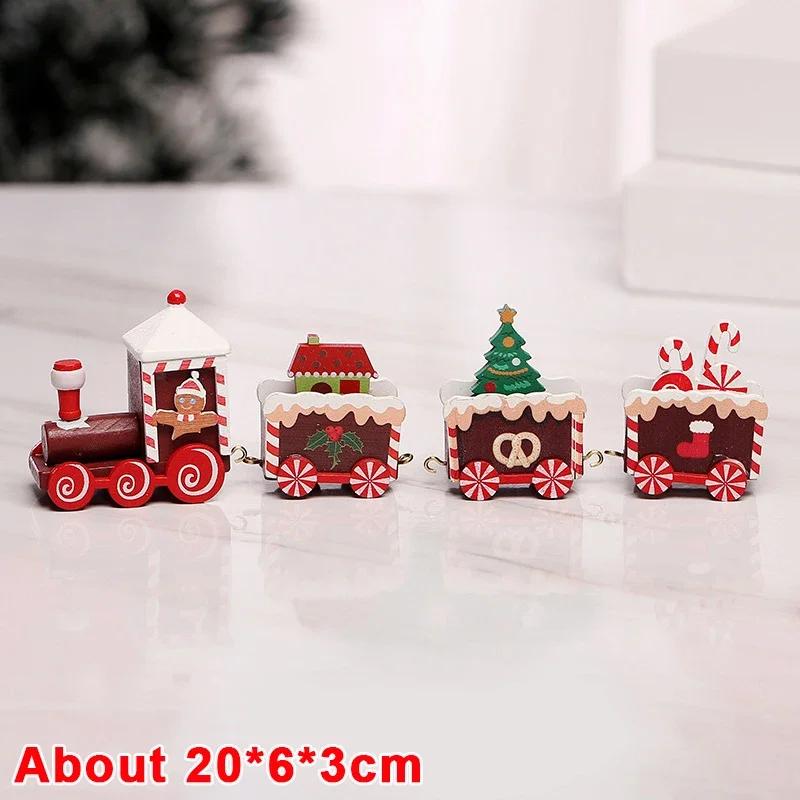 Wooden Christmas Train Ornament Plastic Mini Christmas Train Toys Festival Party Decoration Xmas Table Ornaments New Year Gifts