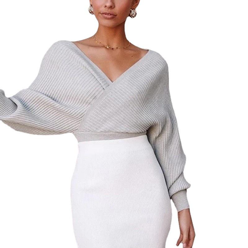 2025 Spring Off-Shoulder Knitted Pullover Sweater for Women - Long Sleeves, Versatile Inner or Outer Wear
