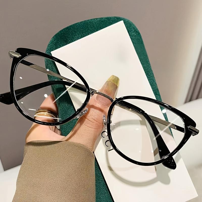 1 Pair Y2K Retro Cat Eye Glasses Black Green Gradient Full Rim Women Fashion Digital Screen Protection