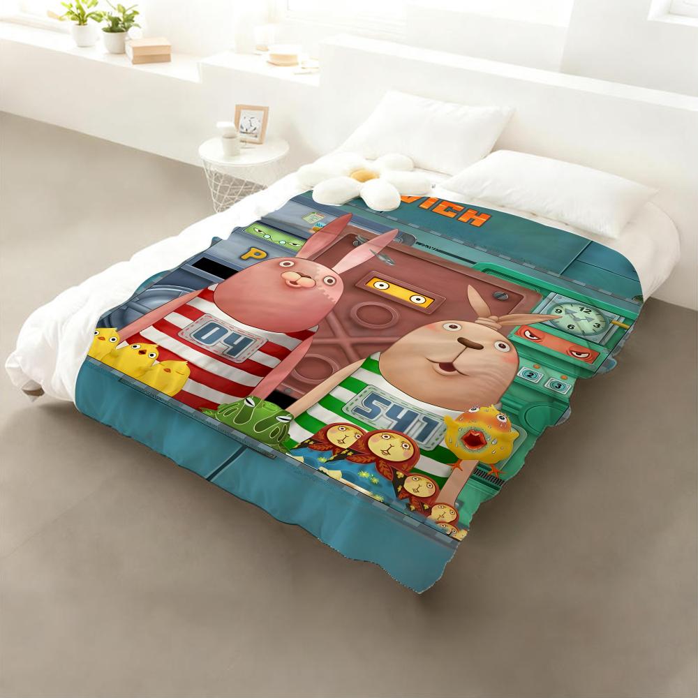 Cartoon Usavich Throw Flannel Throw Blanket: Soft Kid-Friendly Warm Anti-Static All Season Washable Couch Bed Home 75x90cm