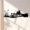Classic Black Metal Wall Art Fishing Travel Lake View Decor for Baby Room Anniversary Home Hanging