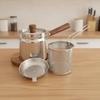 Stainless Steel Frying Pot Uncoated with Wooden-Look Handle Stovetop