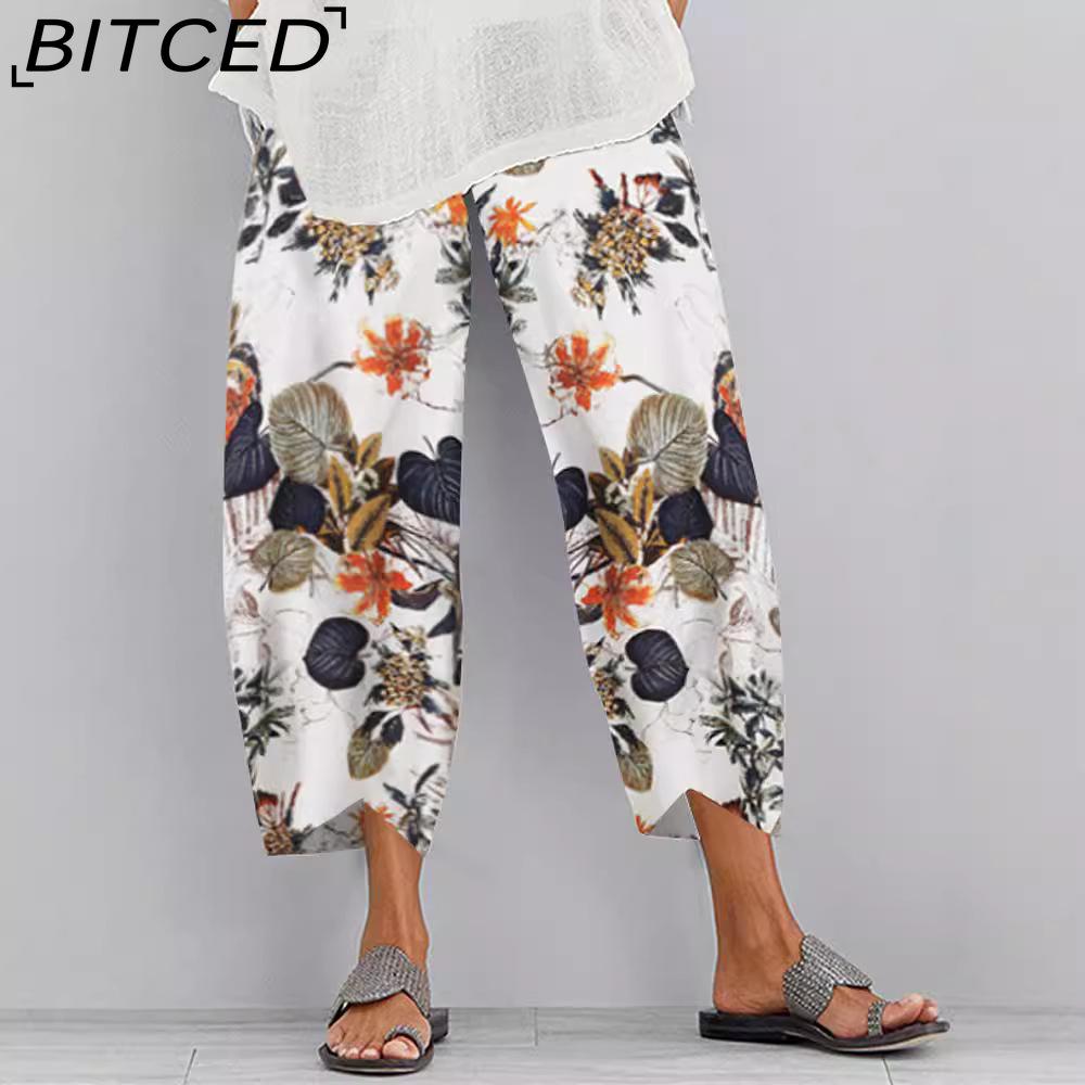 

BITCED Женские модные повседневные однотонные брюки и капри с принтом S жёлтый