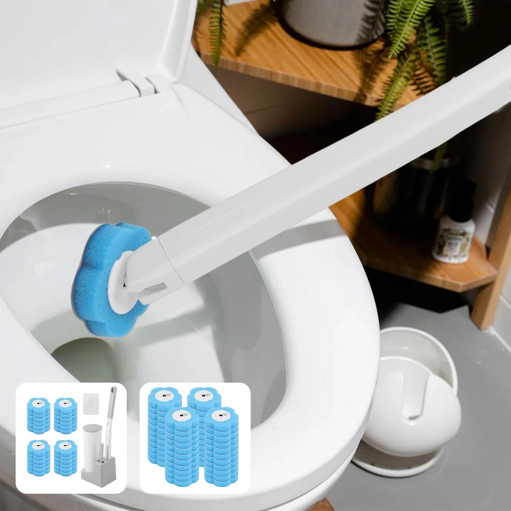 36/48Pcs Disposable Toilet Brush Kit With Replacement Head 360° Deep Cleaning Toilet Brush With Long Handle Bathroom Accessories