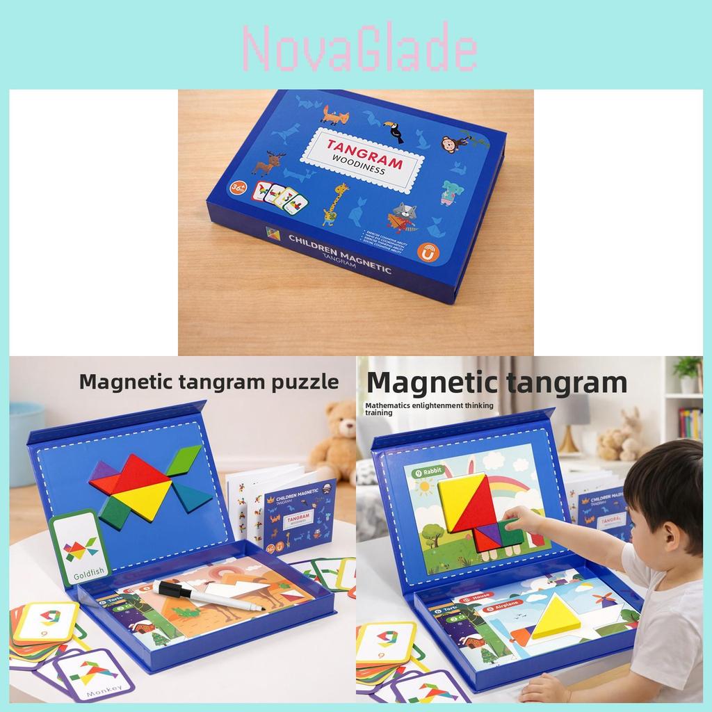 Wooden Magnetic Tangram Puzzle For Kids Educational Gift For Preschoolers