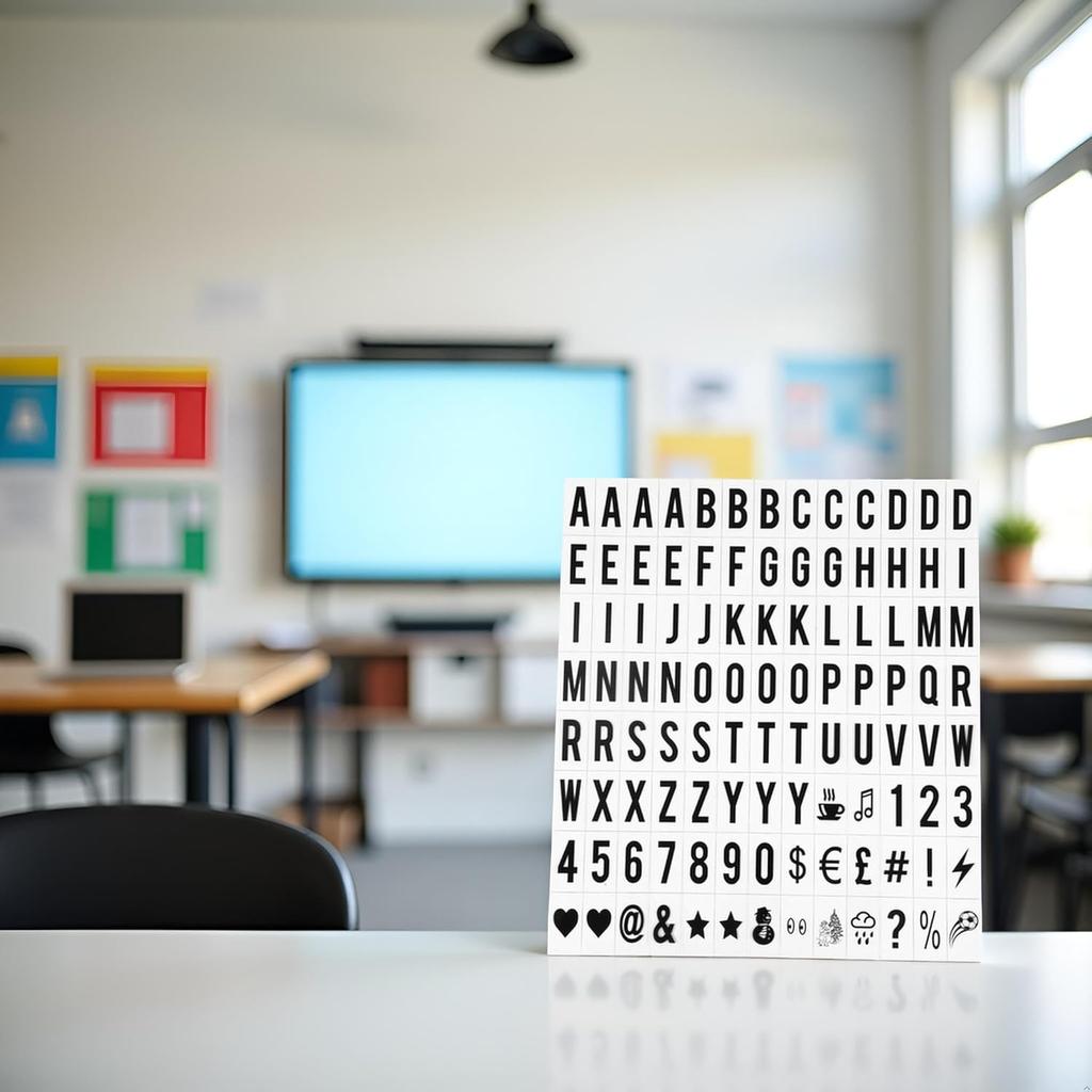 A Set 104Pcs Black Cinematic Lightbox Replacement Letters and Numbers Signs for A4 Light Up Letter Box Sign Message Board, Classrooms,Presentation