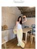 2025 Women's Yellow Jacquard Straight-Leg High-Waisted Slimming Summer Pants