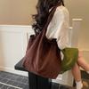 Vintage Shopping Bag Corduroy Bag Double-Sided Usable Large Capacity Commuter Tote Shoulder Bag