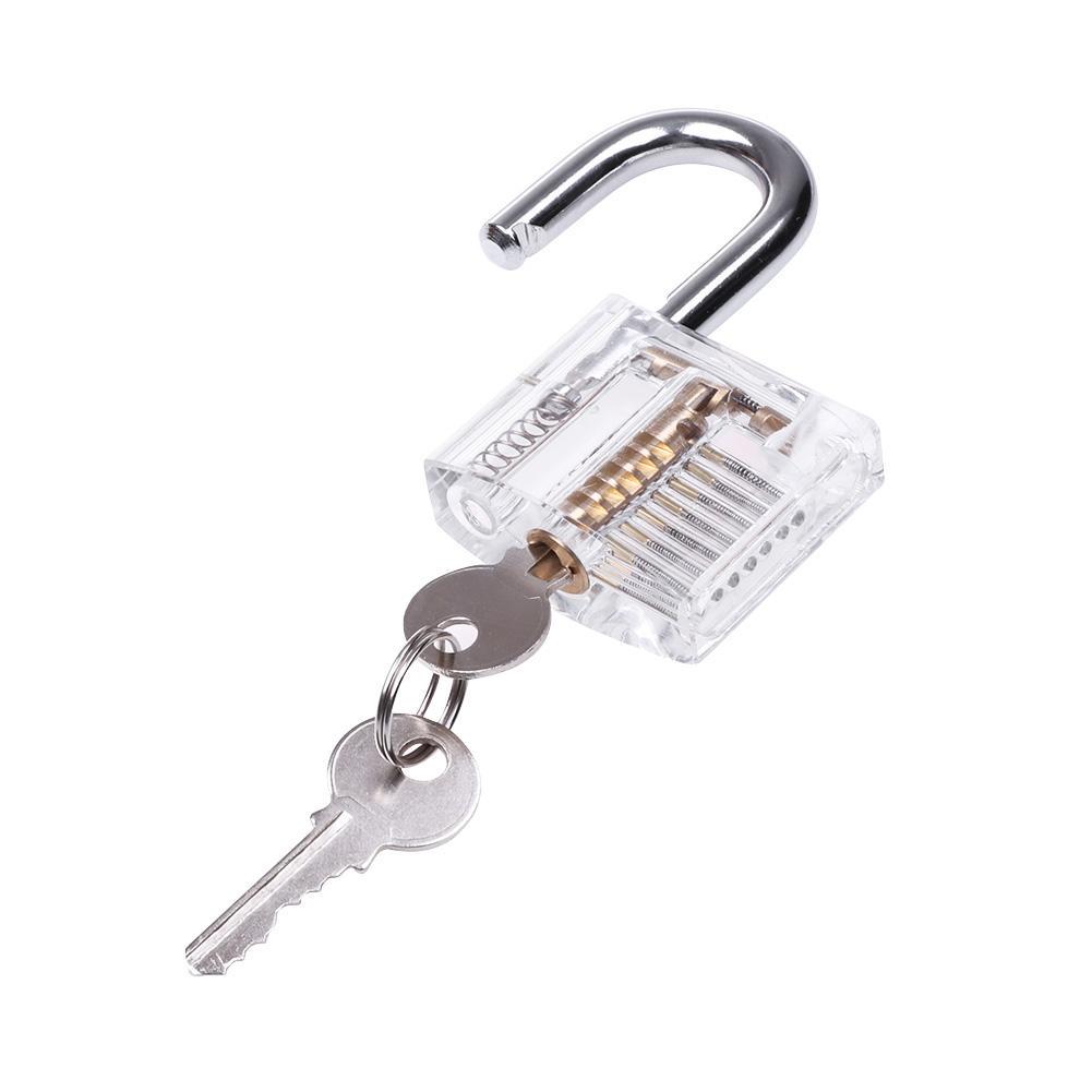 Manual Locksmith Practice Gun Lock Unlocking Tool+Transparent Padlock