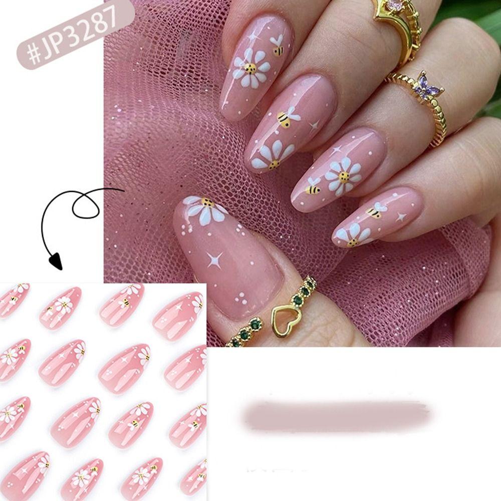 French Fake Nials Bow Tie Pearl Nail Tips Manicure Press on Nails  DIY