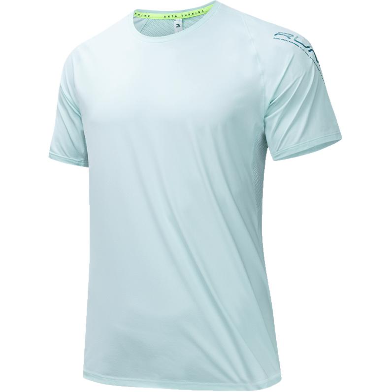 

Anta Футболка с круглым вырезом и надписью «Письмо», прямой покрой, короткий рукав, мужские топы, светло-голубой цвет 152425103-2