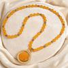 Chinese Yellow Jade Double-Sided Golden Buddha Pixiu Necklace – Elegant Women’s Pendant for Wealth and Luck.