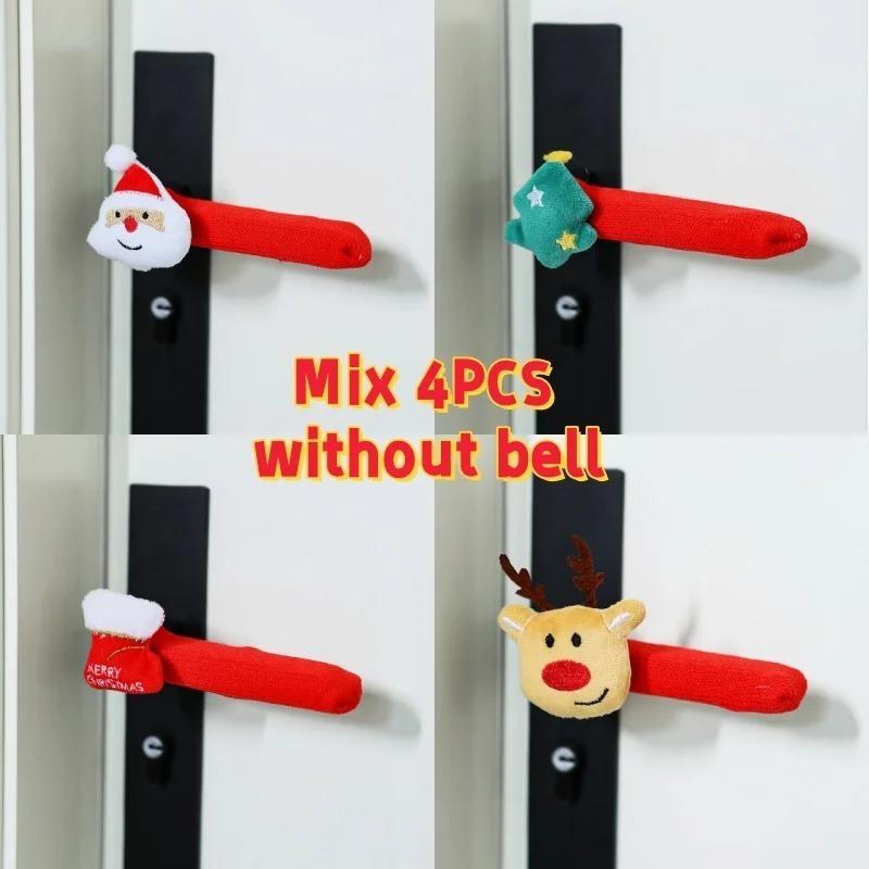 Christmas Decorations Door Handle Covers with Hanging Bells Soft Christmas Decors Xmas Pendant For Family Festives Accessories