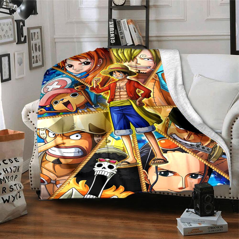 One Piece Adventure Flannel Blanket Super Soft Warm Cozy Blanket For Sofa Bed Office Travel Allseason Home Decor Gift