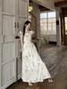 Women's Elegant Floral Puff Sleeve Square Neck Dress - New Summer 2026 French Vacation Style
