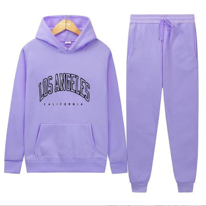 Men's European & American Style Spring/Autumn Solid Color Hoodie & Sweatshirt Set