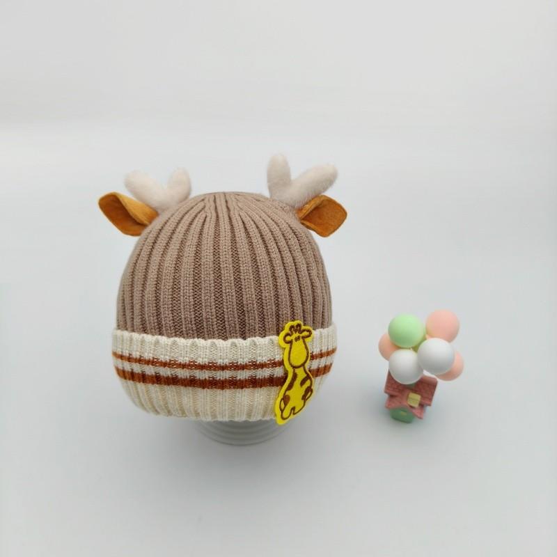 Autumn and Winter Children's Knitted Hat with Thick Velvet Cartoon Warm Hoodie Super Cute Baby Boys and Girls Pure Cotton Hat