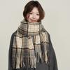 Cashmere Plaid Thickened Female Atmosphere Warm Autumn And Winter White Soft Fringed Shawl Scarf