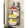 Suction Cup Storage Rack, Kitchen Wall Mounted Multifunctional Side Dish Tray, Foldable Multi-layer Fruit and Vegetable Storage Rack