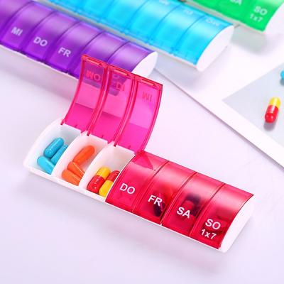 Rectangular Pill Box Seven Days Pill Box Seven Compartments Mini Portable Storage Pill Box Plastic Divided Pill Box