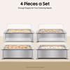 Full Size Chafing Dish Covers,4Pcs Clear Buffet Pan Cover,Roll Top Food Pan Cover for Isolate Dust&Other Dirt
