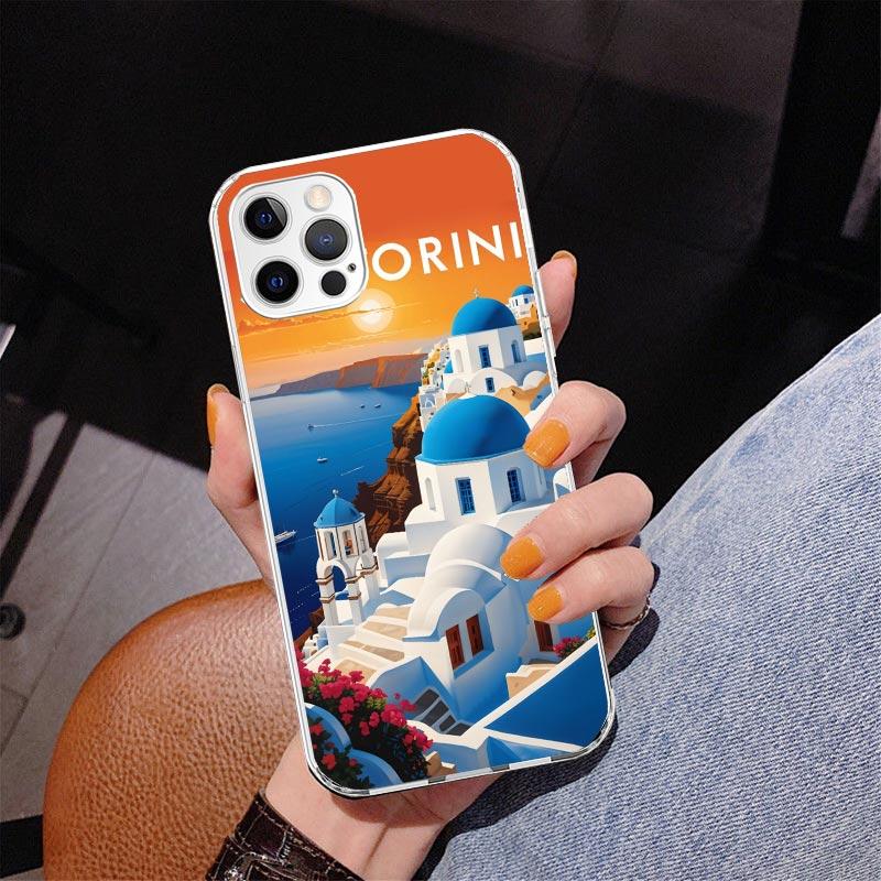 Greece In Summer Santorini Phone Case For iPhone 13 12 Mini 11 Pro Max XS XR X SE 7 8 Plus 5S 5 6S 6 Gift Print Cover Fundas