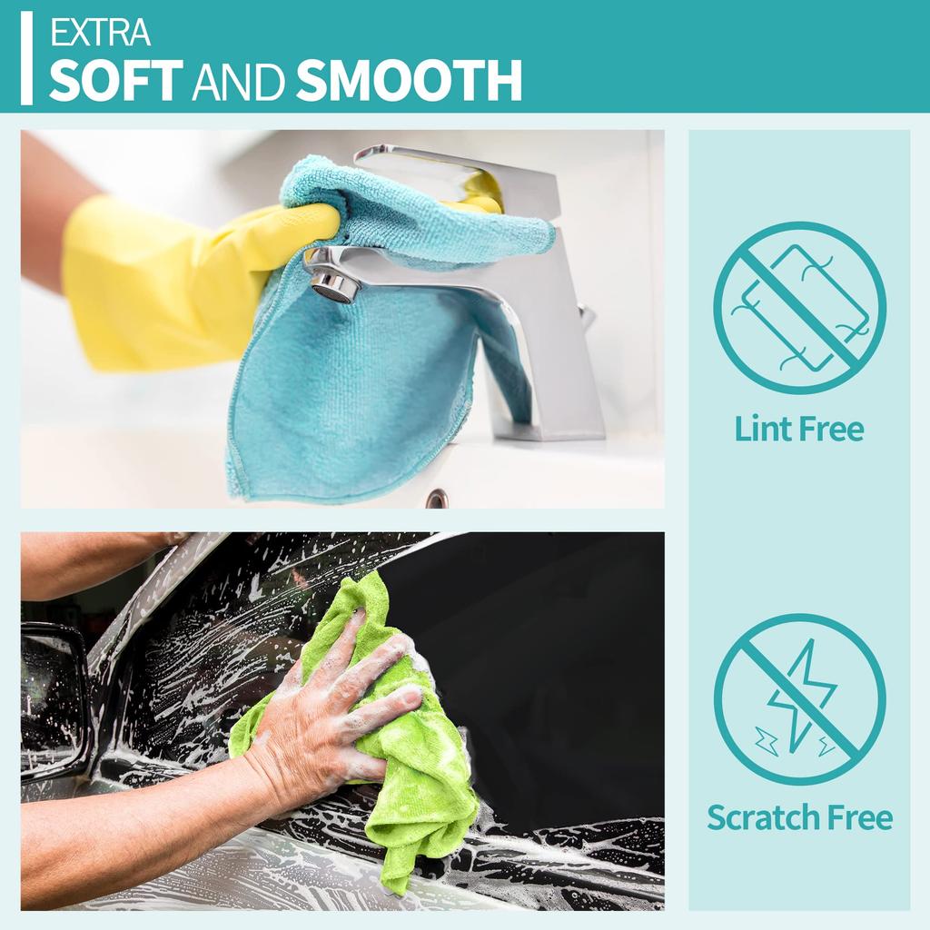 10pcs Microfiber Cleaning Cloths,Absorbent Lint-Free Cleaning Rags Microfiber Towels for Car Mechanic Garage Housekeeping