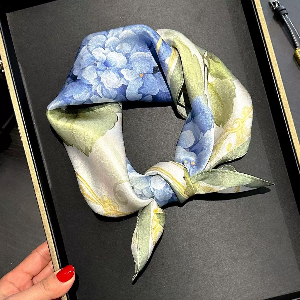 New 100% Natural Real Silk Scarf Women Bandana Square Scarves Wrap Kerchief Mulberry Fashion Luxury High Quality Hijab Sjaal
