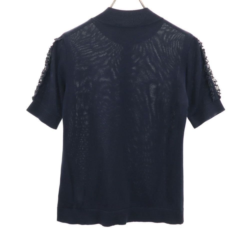 Rene Basic Made In Japan Short Sleeve Sweater 36 Navy Knit Women Used