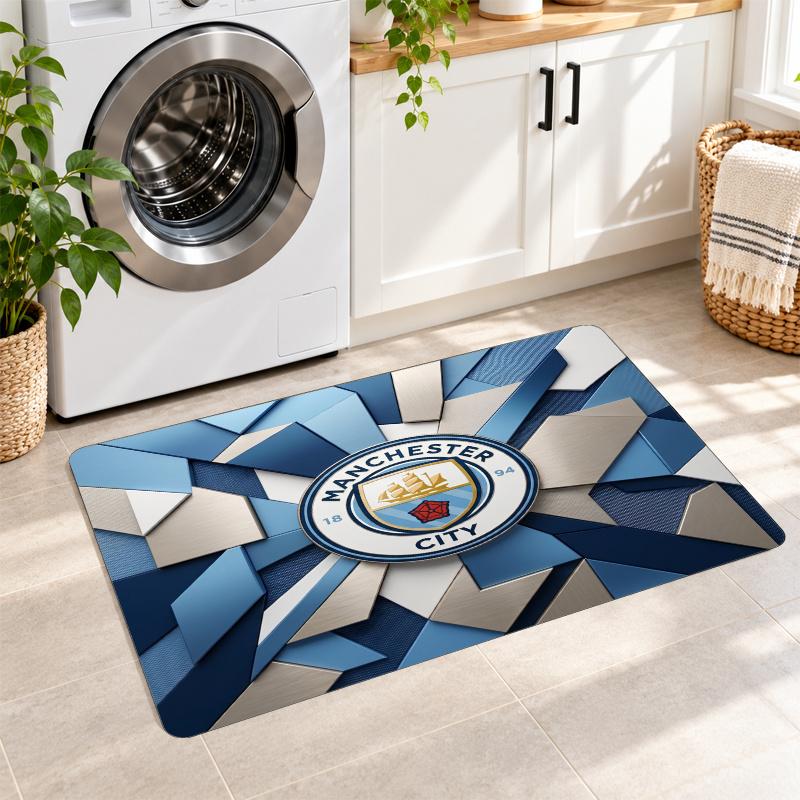 Flannel Kitchen Mat Manchester City Soft Area Rug Non Slip Floor Carpet Home Decoration