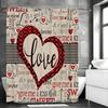 Valentine's Day Love Text Shower Curtain, Bathroom Decorative Shower Curtain, Waterproof Shower Curtain with Hooks