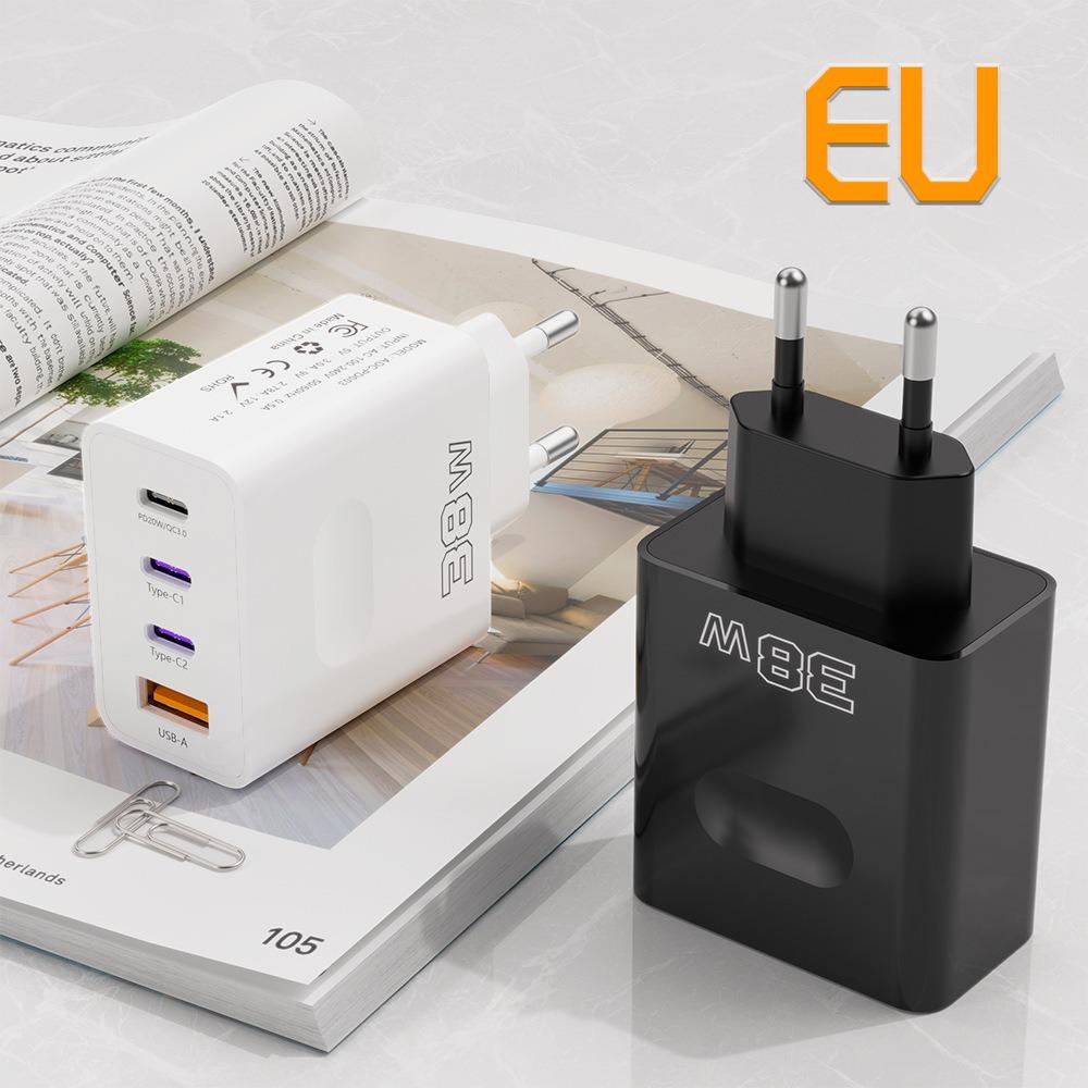 PD 38W USB C Şarj Cihazı 4 Port Hızlı Şarj Type C Cep Telefonu Adaptörü IPhone 16 15 14 için Samsung Xiaomi Huawei Hızlı Şarj 3.0