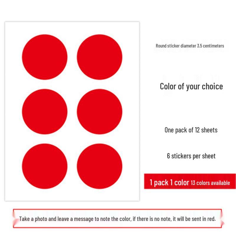 Colorful Round Dot Self-Adhesive Label Stickers: Red, Yellow, Blue, Green, White - Blank Paper for Marking