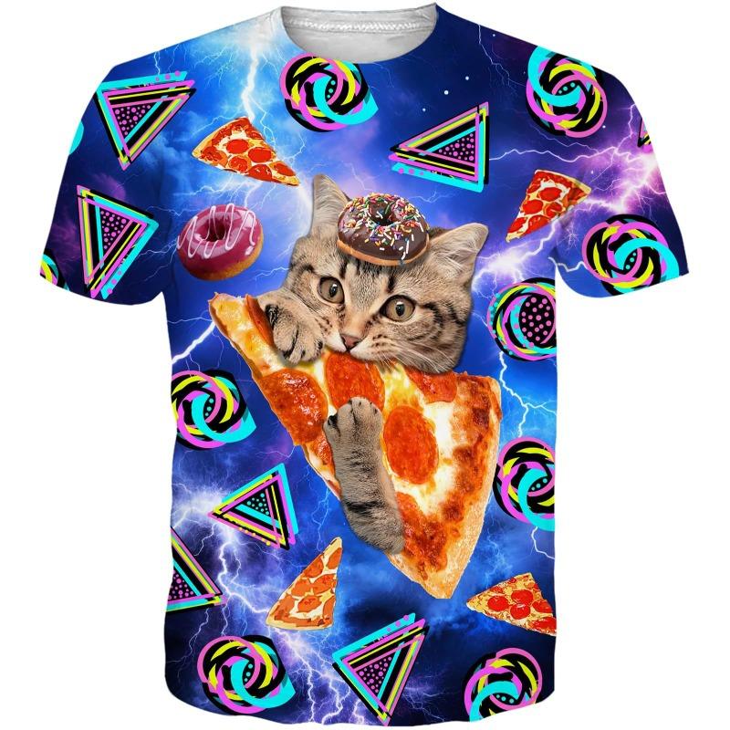 

Summer T-shirt Round Neck Cool Short Sleeve Fun Pattern Printed Shirt 6XL