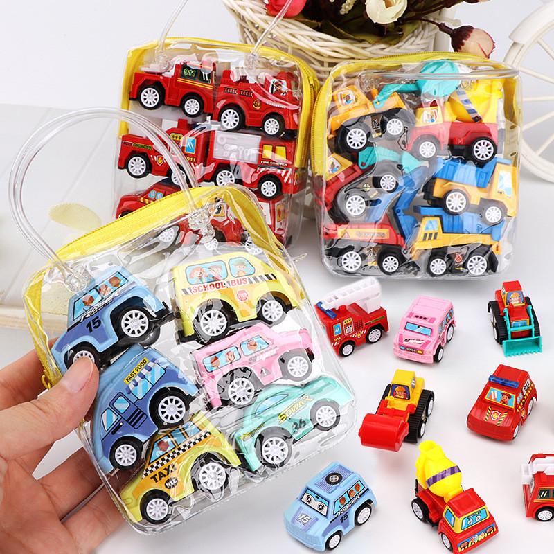 Childrens Pull Back Fire Truck And Engineering Vehicle Set With Cartoon Animal Design For Boys Playroom