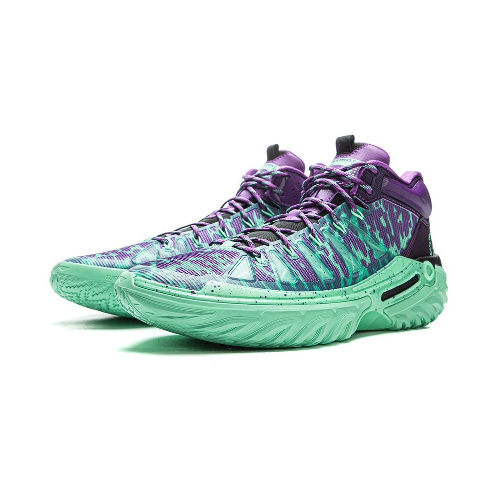 Li Ning Jie Ao 2High Basketball Shoes Men's High top Jade Green/Dragon Court Purple ABFU047-1