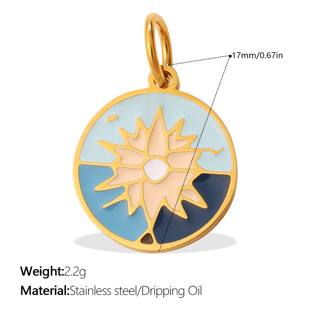 Sun, Moon, and Stars Geometric Oil Drip Pendant