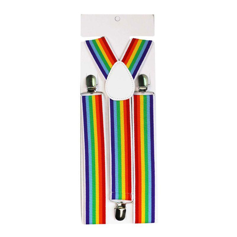 Boys Girls Rainbow Strap Clip Colorful Striped Suspender Adjustable Suspender For Kids