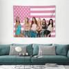 Katseye Rosa Amerikanische Flagge Wandteppich Einseitiger Flachdruck Ästhetische Wanddekoration für Schlafzimmer Studio Kpop Fan Heimkunst